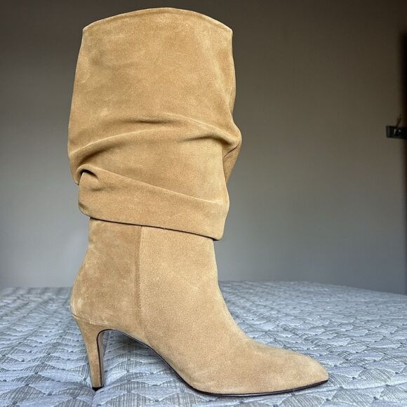 Toral Revolve Golden Tan Brown Heeled Boots Women EU 39 US 8.5 Slouchy Chic - Picture 2 of 16